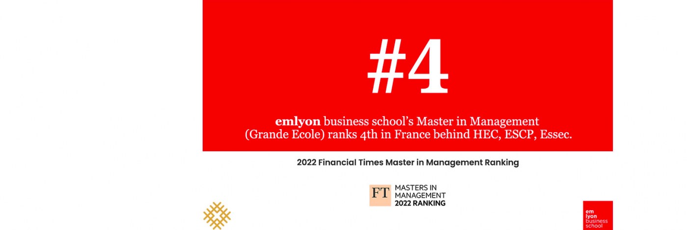 Le Programme Grande Ecole d’emlyon se classe 4e meilleur Master en management 